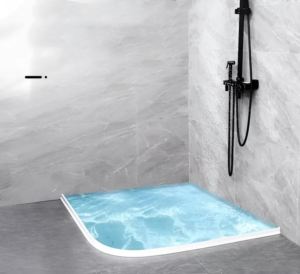 Flexible black TPE silicone water blocking strip for bathroom shower floor.