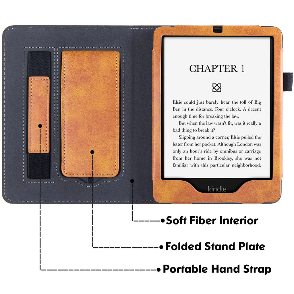 Fabric Kindle Paperwhite 11 case with wrist strap bracket in various colours.