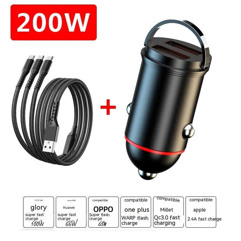 Black zinc alloy car charger with USB port for vehicle device charging