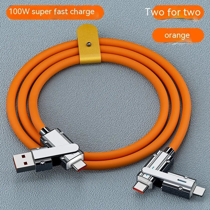 Orange fast charge cable 1m with zinc alloy connector for mobile phones