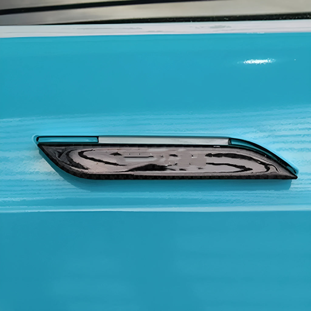 Four carbon fibre door handle patches for Tesla Model S with adhesive backing