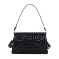 Crocodile pattern horizontal square PU messenger bag in five colours with phone pocket and synthetic leather lining