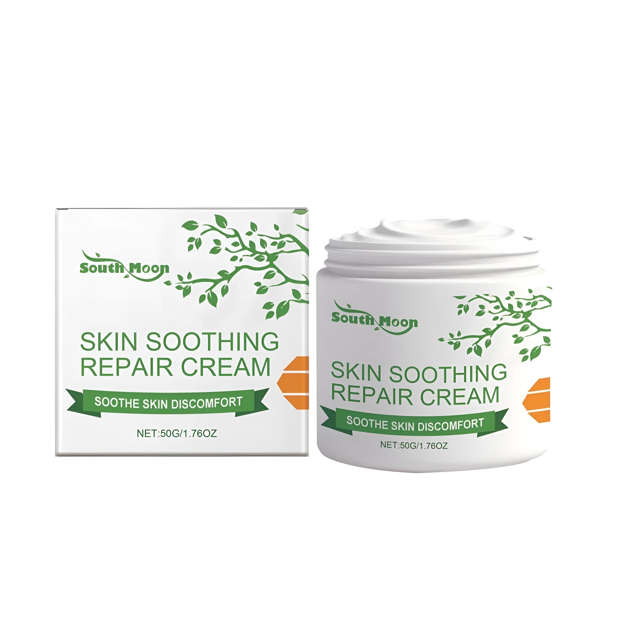 A 50g jar of skin soothing repair cream containing mint, honey, and aloe.