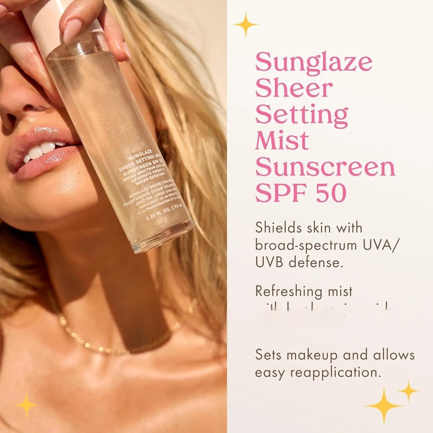 75ml facial spray bottle with fine mist nozzle for moisturising toning lotion application