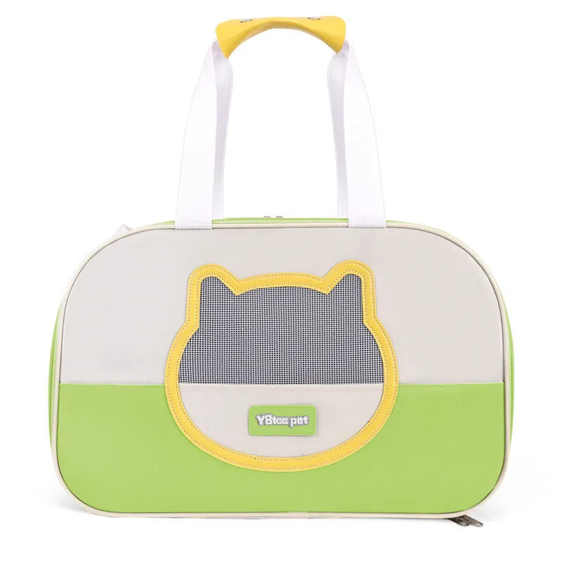 Outdoor foldable cat school backpack in oxford cloth, shown in a blue colour variant.