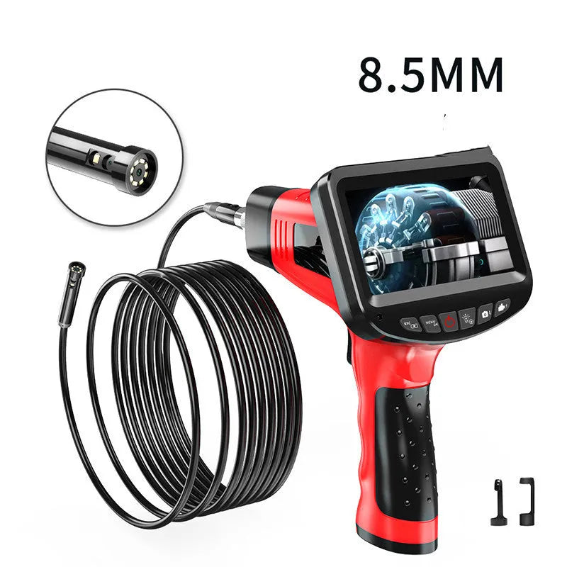 8.5mm diameter dual-lens endoscope inspection camera with snake pipeline and hard wire probe options