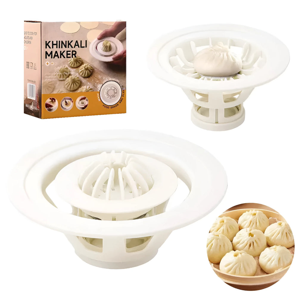 Black plastic Jinkali steamed bun and dumpling mould set of four kitchen shaping tools.