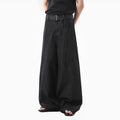 Black women's high-waist straight leg jeans with a zip fly, shown in an American retro style.