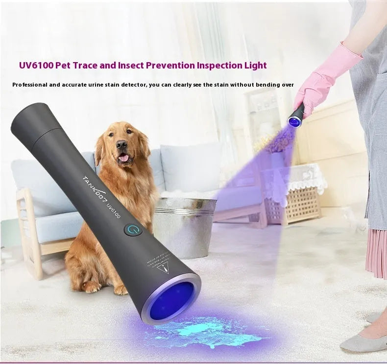 Black aluminium alloy UV flashlight with 1W LED and USB Type-C charging port