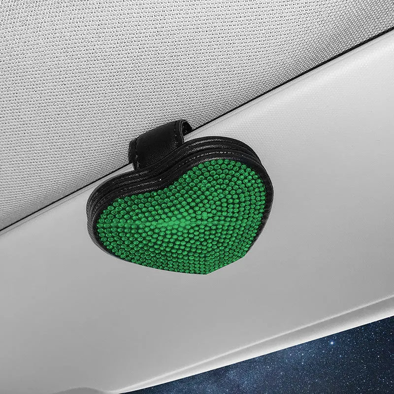 PU leather magnetic car sun visor clip for sunglasses and tickets in multiple colour options.