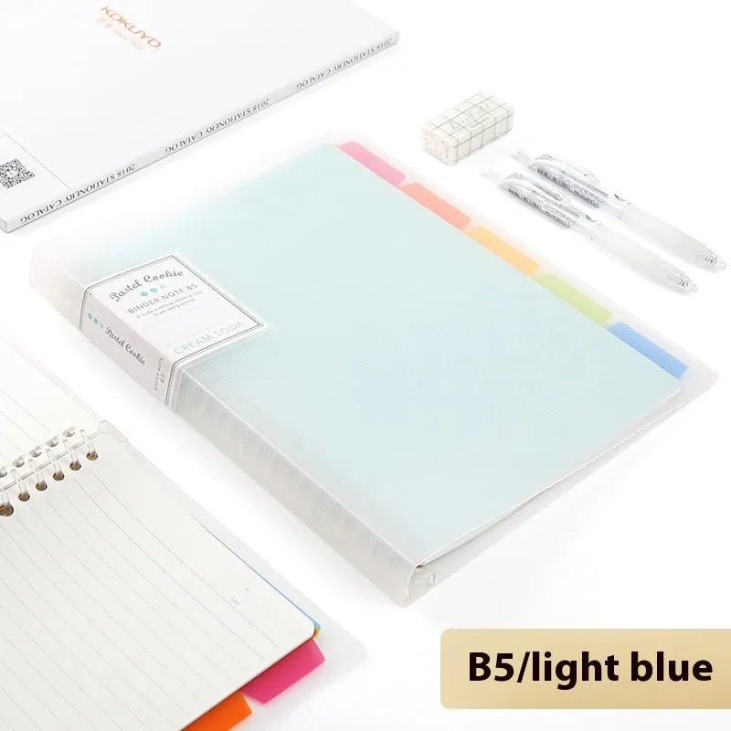 Refillable spiral notebook in A5 and B5 sizes with colourful PP cover options