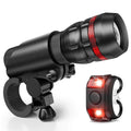Bicycle headlight and taillight safety set with handlebar mounting bracket