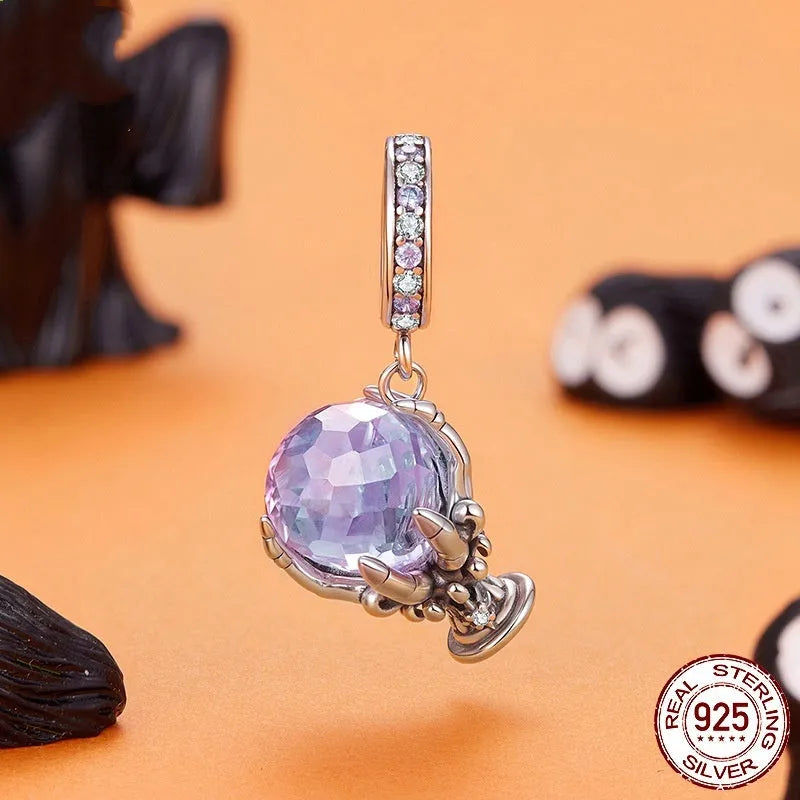 925 sterling silver Halloween Magic Crystal inlay bead, 2.4 cm by 1.4 cm, 0.45 cm aperture, colour SCC3181