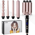 Rose gold five-in-one hair curler with negative ion technology and LCD display