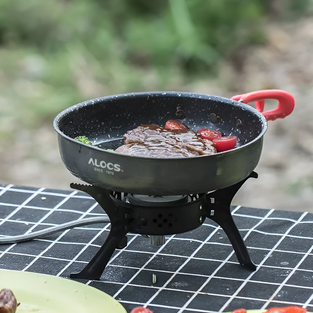 Alocs Medical Stone Color Non-stick Pan Small Folding Frying Pan for Household Outdoor Camping Cooking with Aluminium Alloy Construction 180x44mm Portable Single Pan