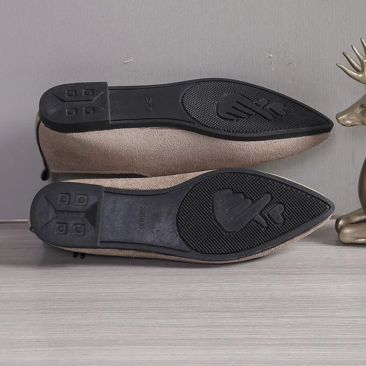 Beige leopard print pointed toe court shoes for women in plus sizes with artificial PU uppers and rubber soles