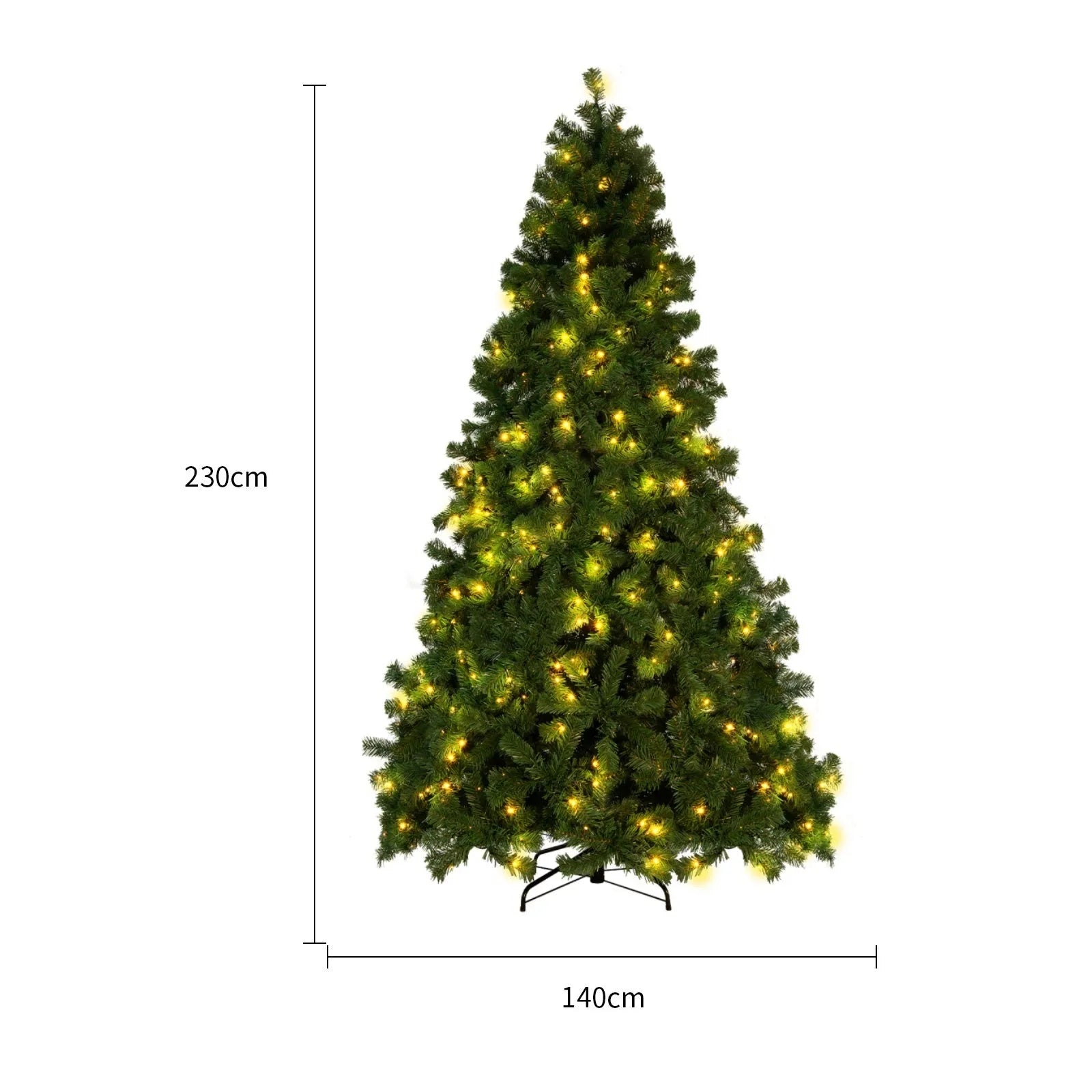 PVC artificial snow Christmas tree with green and white branches and metal stand, height 180cm