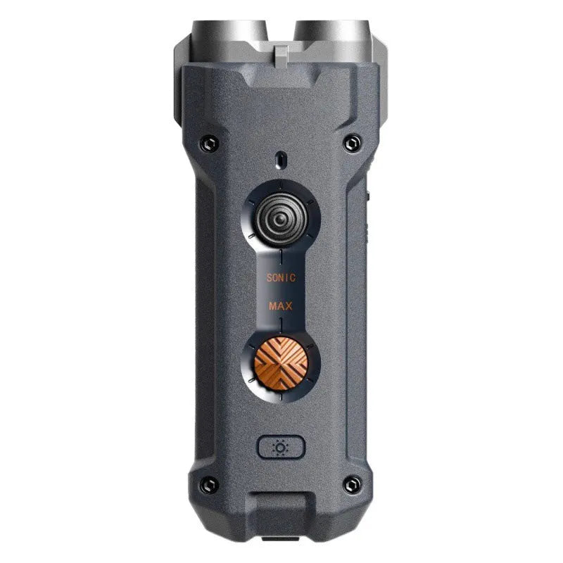 Grey high-power ultrasonic dog repellent with ABS shell and hanging rope