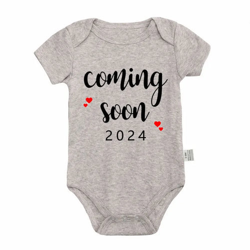 Announced Pregnancy 2024 newborn baby romper in pure cotton with short sleeves, triangle jumpsuit style, white colour, size 0-3M