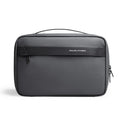 Men's portable Oxford cloth toiletries bag with wet dry separation compartments in graphite gray.