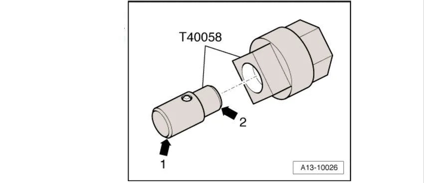 Aodi T40058 crankshaft rotating sleeve timing tool adapter with directional arrows
