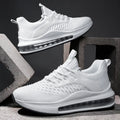 Men's black low-top mesh running shoe with lace-up front and rubber sole.