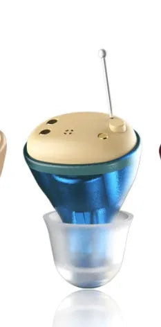 Luna RL60M intelligent sound amplifier earplugs in medical silicone, shown in black and skin colours