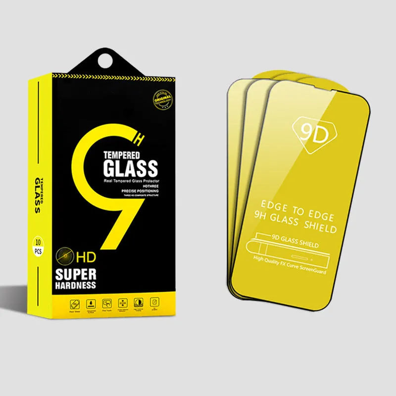 Tempered glass screen protector for iPhone, three pieces in cowhide box with film tool, anti-scratch and anti-fingerprint.