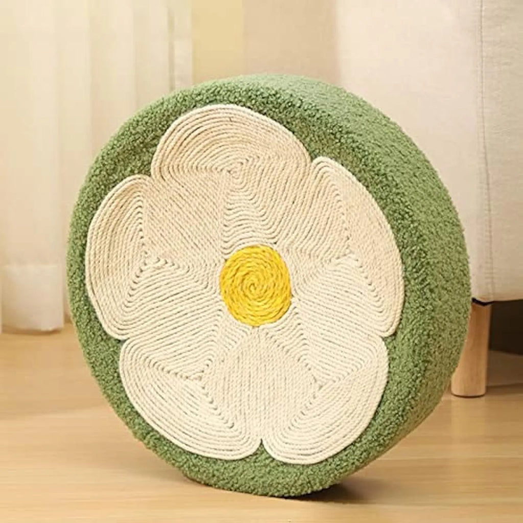 Green sisal cat scratcher bowl lounge bed with round deep design for scratching and sleeping