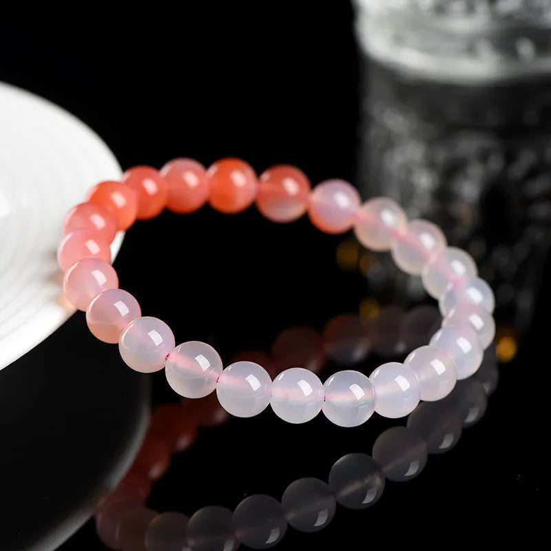 Natural gradient Yanyuan agate bracelet with geometric beads in salt source colour