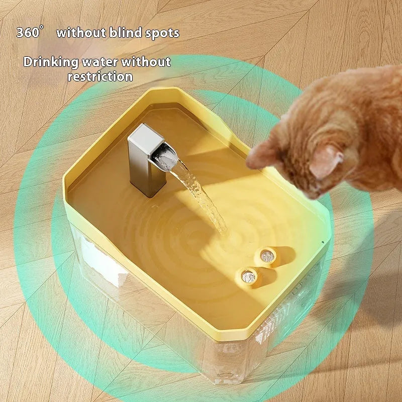 Automatic cat water fountain with transparent plastic reservoir and circulating water system