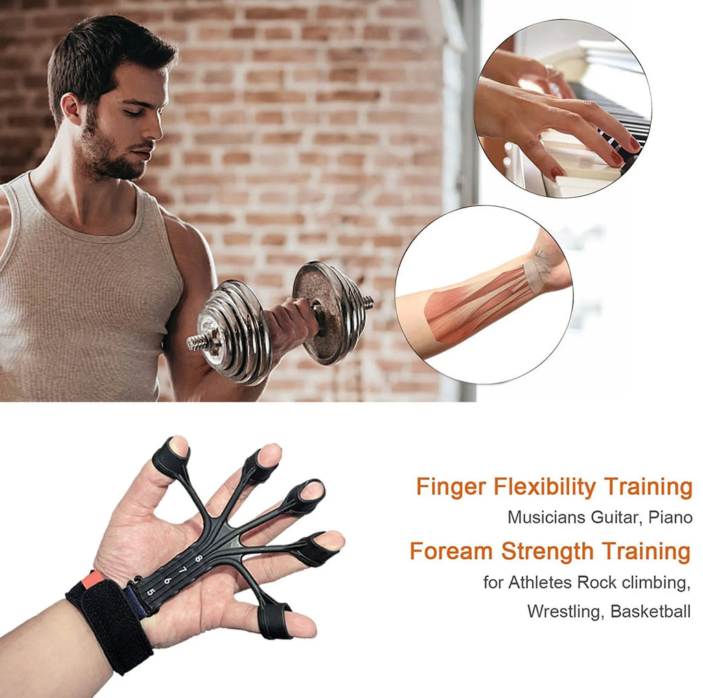 Silicone finger flexion and extension rehabilitation trainer with tension rope and adjustable belt