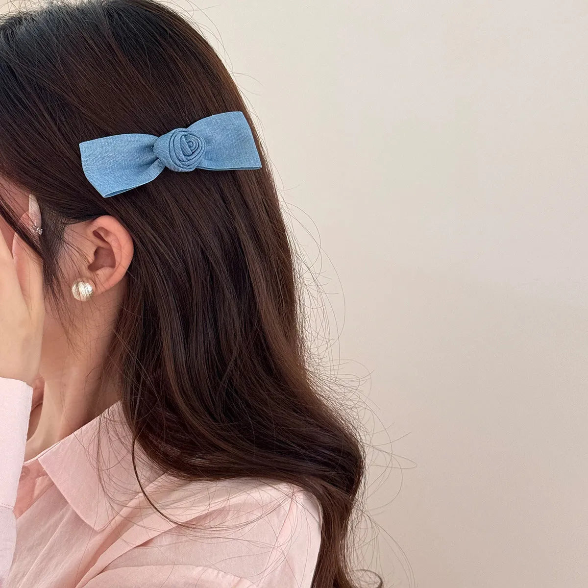 Fabric hair clips with lace, bow, and pearl butterfly designs for women