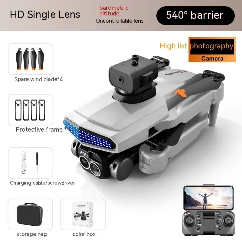 D6 remote control drone toy with five-direction obstacle avoidance, plastic body, camera option, storage bag and spare blades
