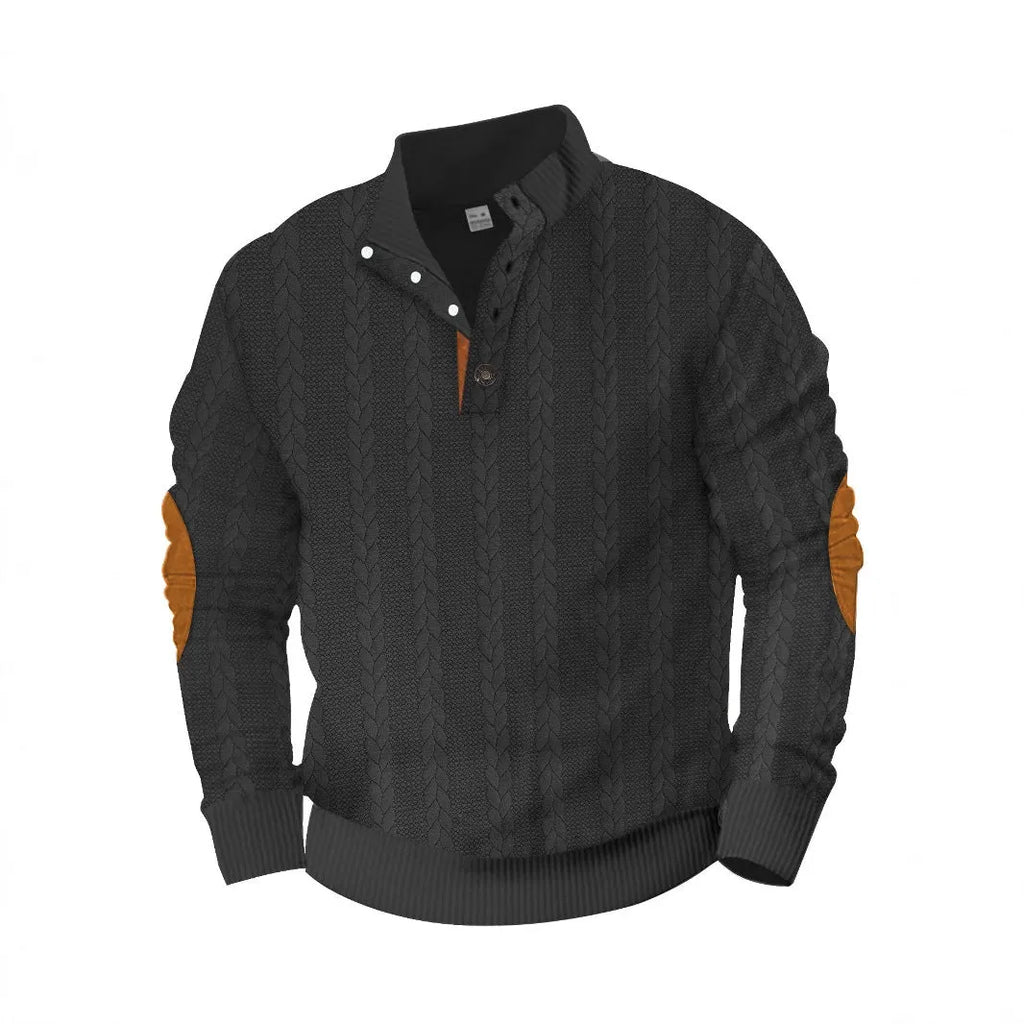 Men's patch embroidery sweatshirt in solid colours, polyester, sizes S to XXXL, casual pullover.