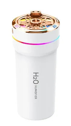 Mini USB car humidifier with starry sky projection light, plastic body, 0.5-1L tank, white black or khaki