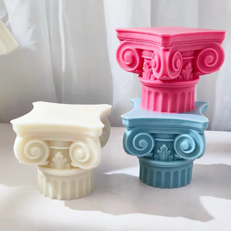 Silicone Roman pillar mould for candles, chocolate, cake, plaster, and decorative crafts