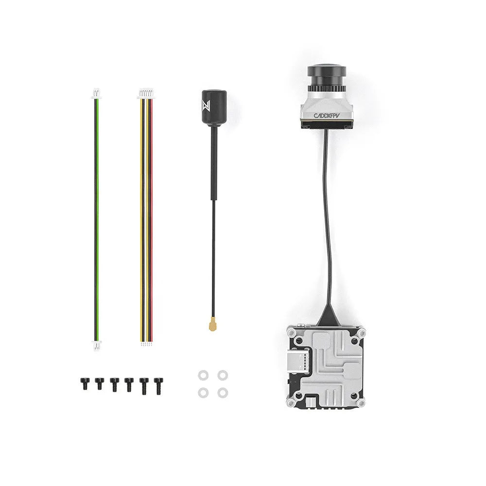 Silver Caddx ADAPTS digital image transmission machine for DJI FPV drone with Polar Vista kit components.