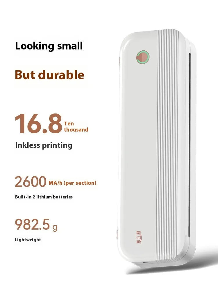 Portable A4 thermal printer in compact dimensions with thermal printing technology