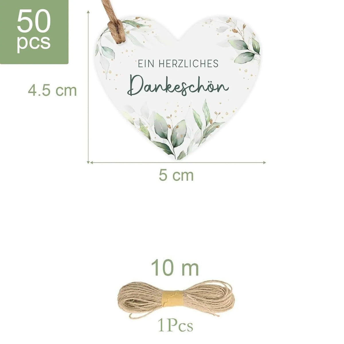 Set of fifty red and white heart-shaped paper gift tags with a half-handmade finish
