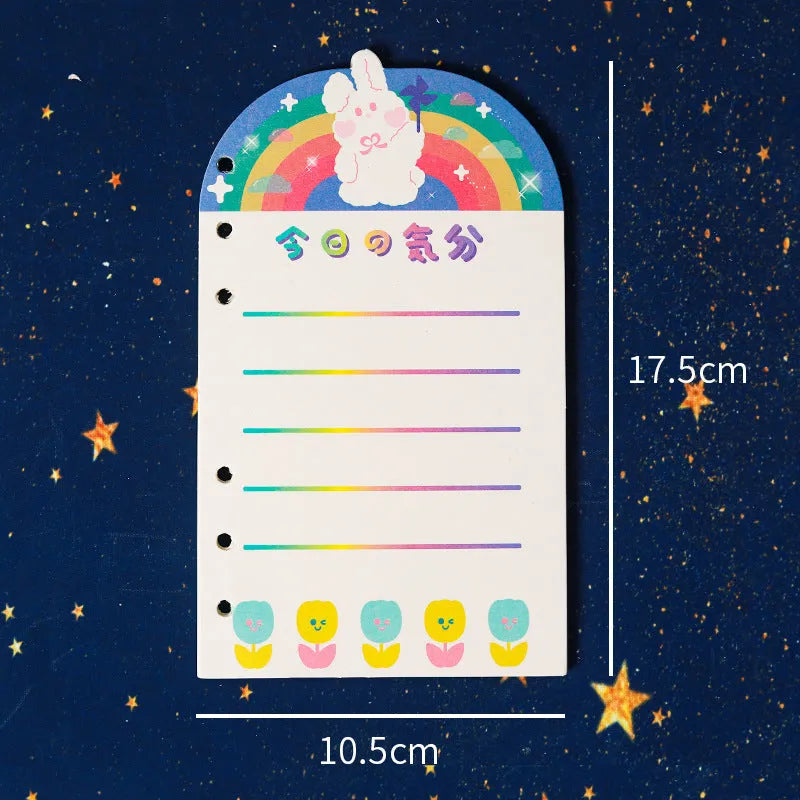 A6 loose-leaf notebook with heart designs showing Apple bear pattern, 80 sheets, 6-hole binder format