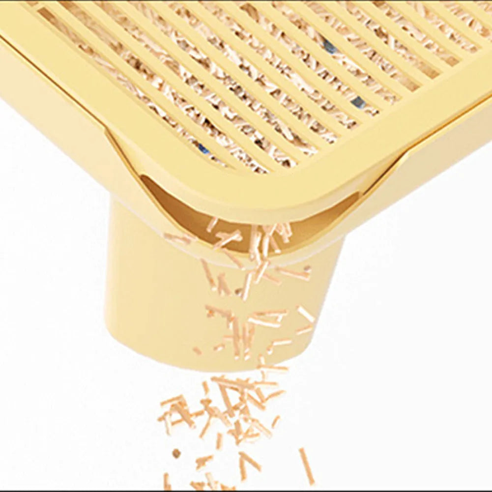 Milk yellow plastic cat litter mat with double-sided design and silicone anti-slip feet