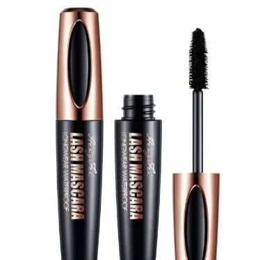 Black waterproof mascara for thick curled lashes with sweat-proof formula that resists smudging