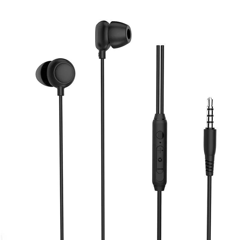 Wired in-ear earphones with 3.5mm plug, silicone tips, 1.2m TPE cable, black or white