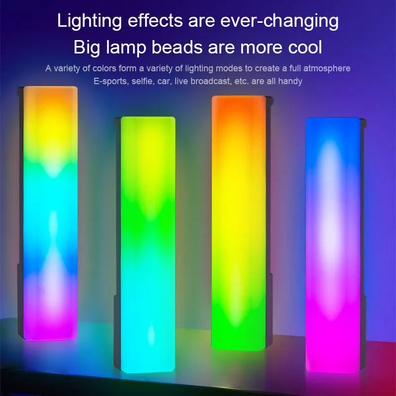 Black and white 3D RGB music voice-activated table-top ambiance lamp with USB cable