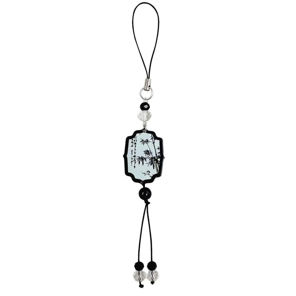 Guofeng Chinese style floral bead pendant keychain for girls' schoolbags in Fan colour.