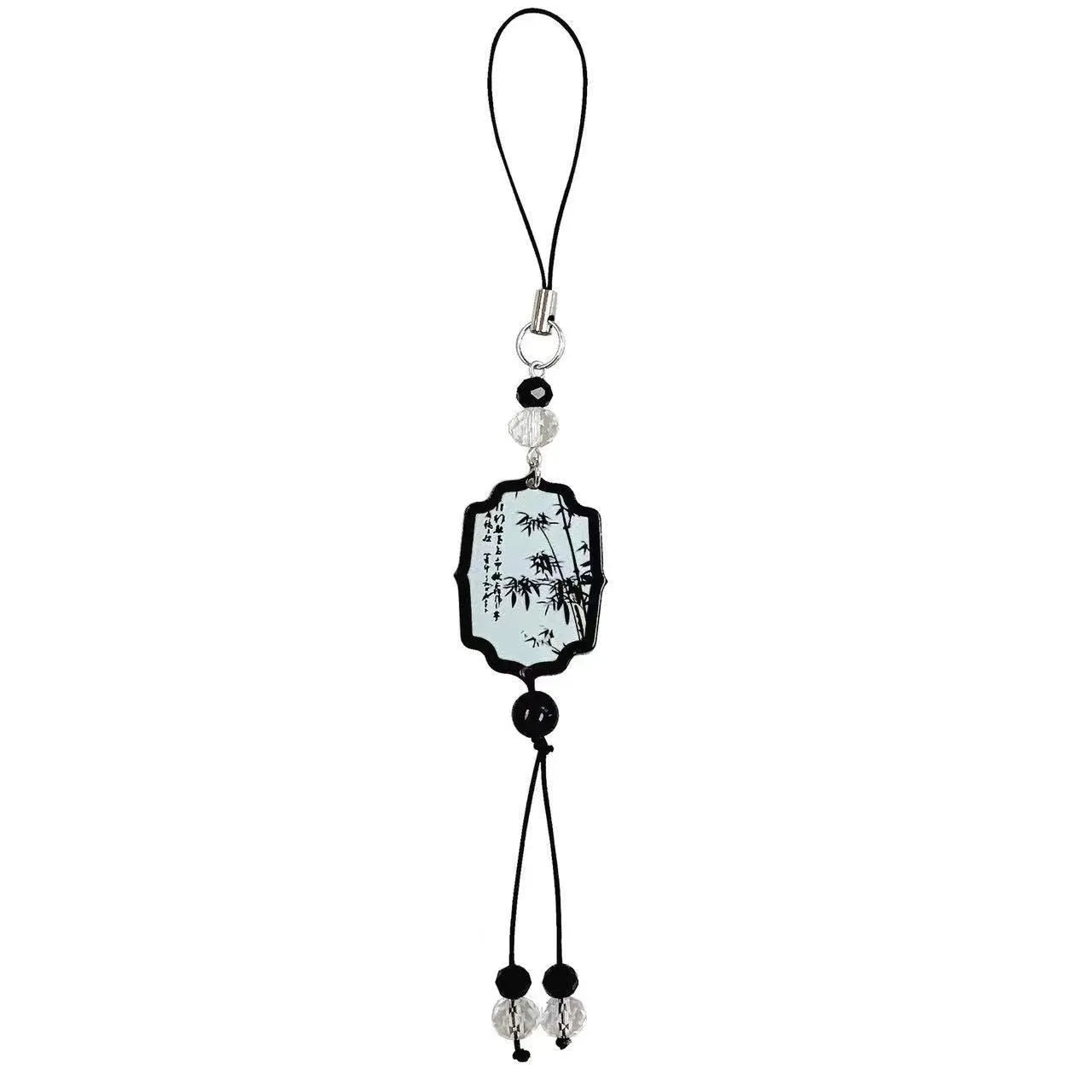 Guofeng Chinese style floral bead pendant keychain for girls' schoolbags in Fan colour.