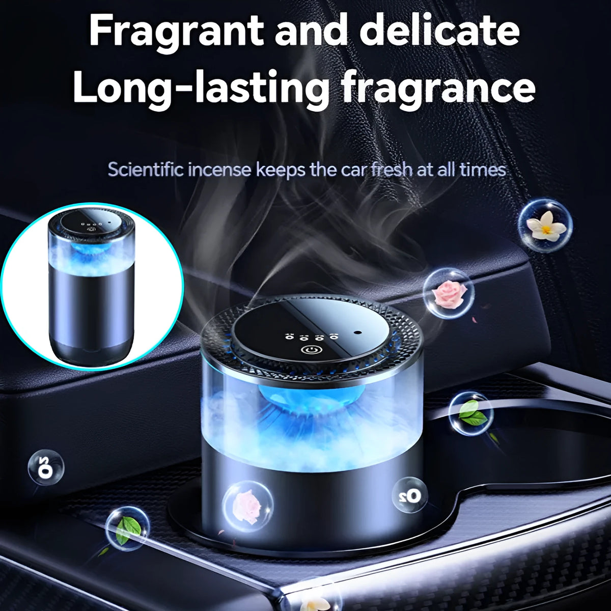 Car aromatherapy diffuser cloud mist air freshener with charging cable for RVs trucks sedans