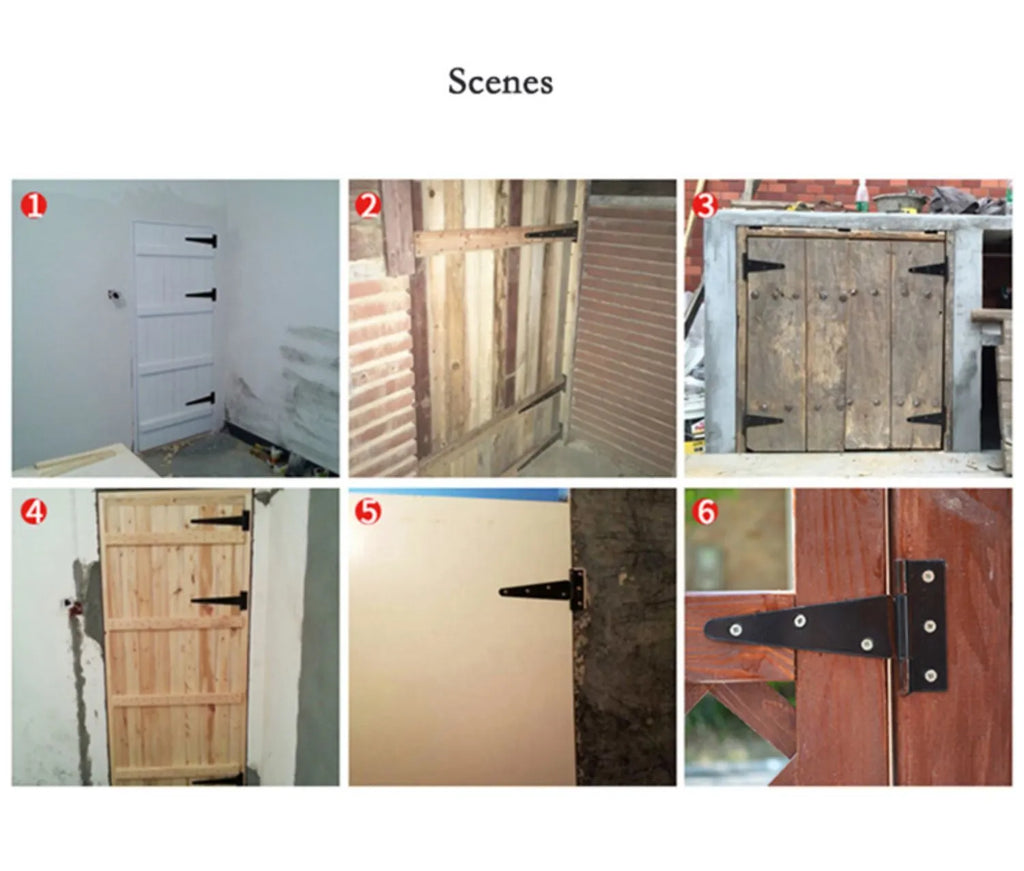 Fixed T-shaped iron hinge for wooden doors with straight arm curvature