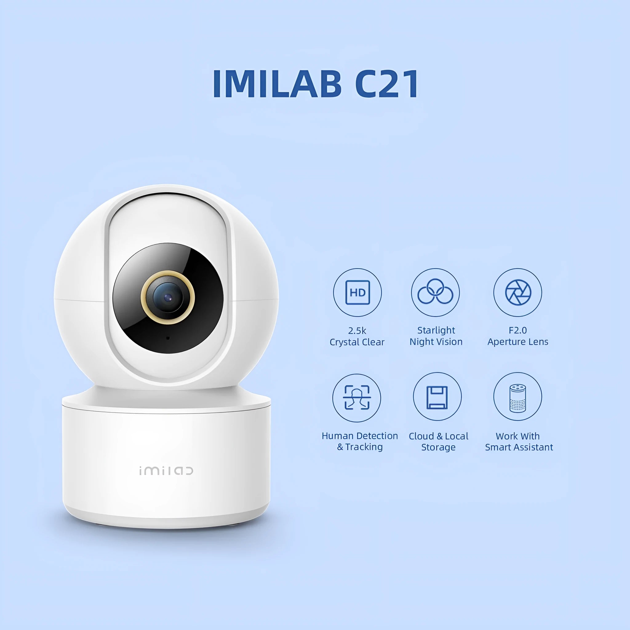 IMILAB C21 white indoor WiFi surveillance camera with 360° view and night vision